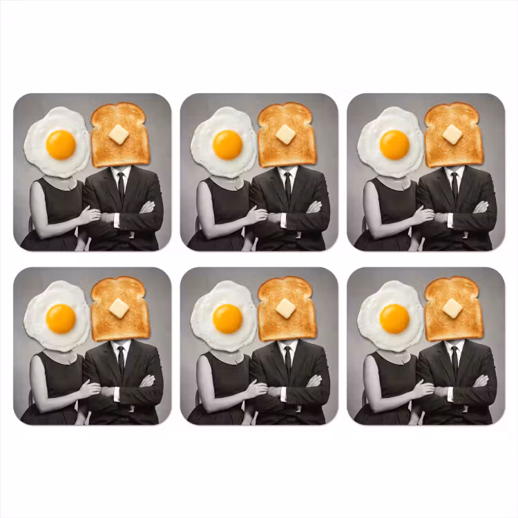 Ontbijt - Koppel - Ei - Brood onderzetter kurk middel -3d