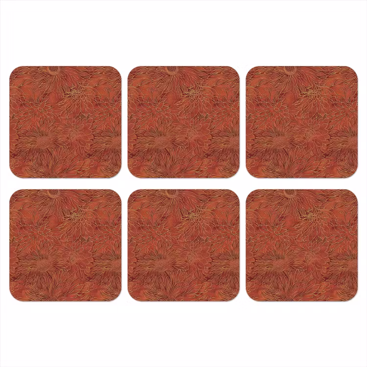 Oosters - Bloemen - Terracotta onderzetter kurk middel 366 -3d