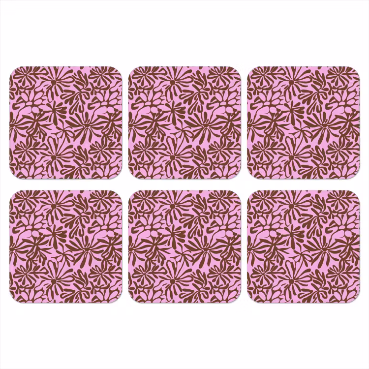Organisch - Patroon - Roze onderzetter kurk middel 366 -3d