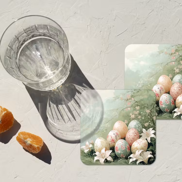 Paaseieren - Pasteltinten - Bloemen onderzetter kurk middel -sfeer4