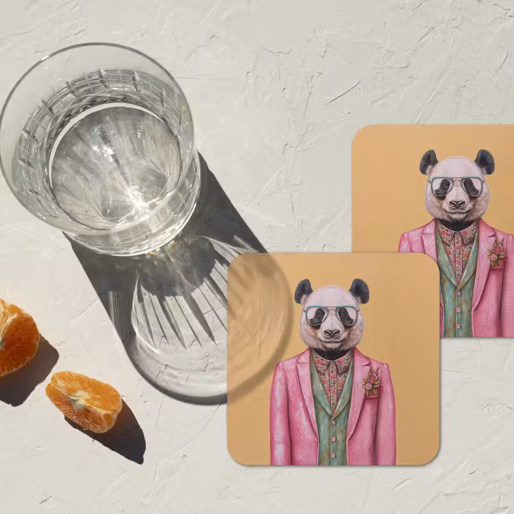 Panda - Pak - Zonnebril - Blauw onderzetter kurk middel -sfeer4