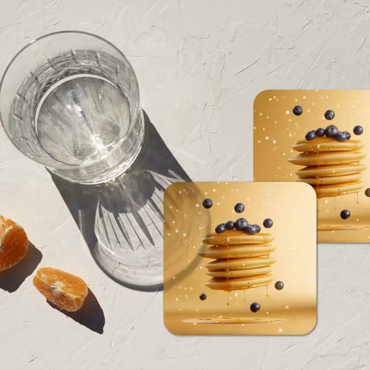 Pannenkoeken - Eten - Honing - Geel onderzetter kurk middel -sfeer4