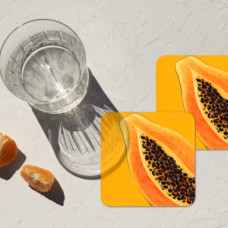 Papaja - Oranje - Topisch onderzetter kurk middel -sfeer4