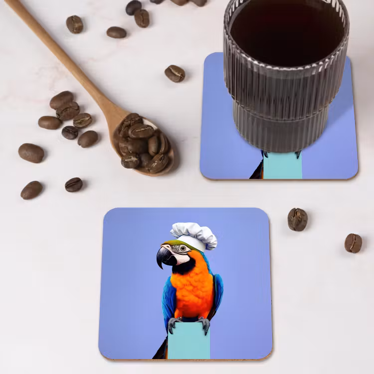Papegaai - Koksmuts - Vogel - Leuk onderzetter kurk middel -sfeer2