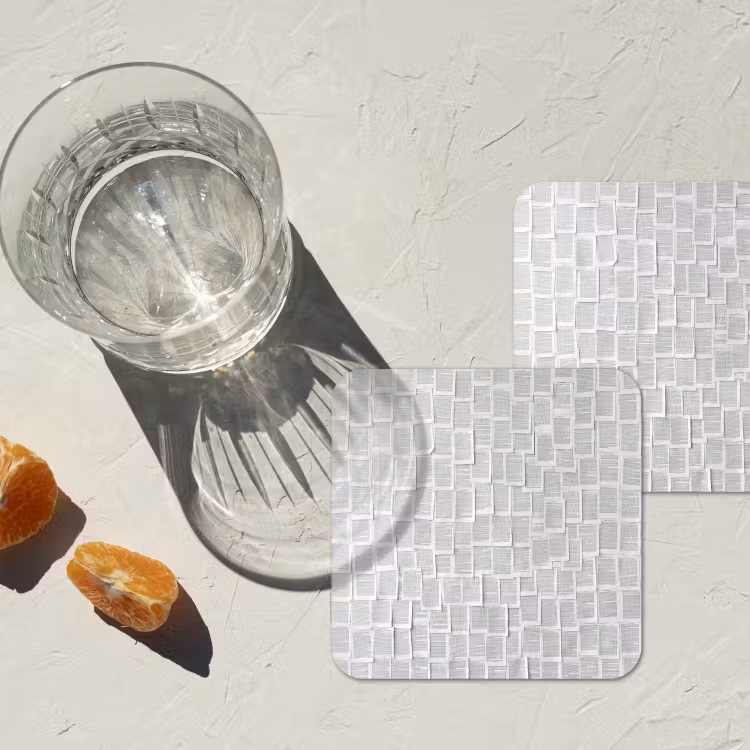 Papier - Overlappend - Textuur - Modern - Wit onderzetter kurk middel -sfeer4