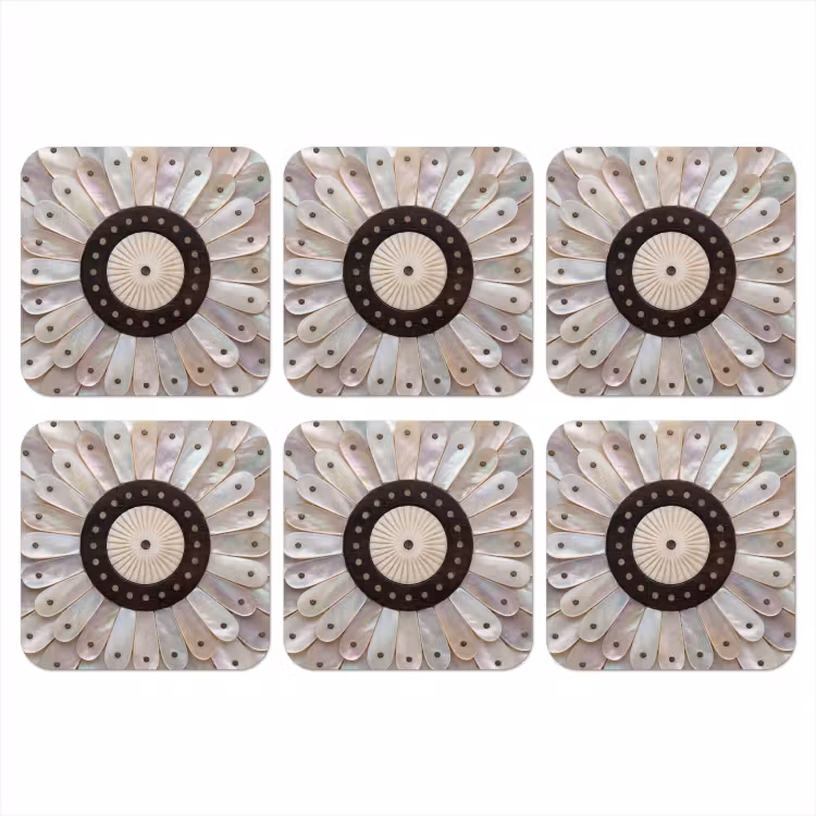 Parelmoer - Patroon - Decoratie - Ambacht - Wit onderzetter kurk middel -3d