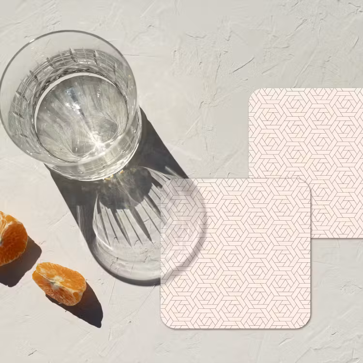 Patroon - Beige - Lijnen - Bruin onderzetter kurk middel 366 -sfeer4