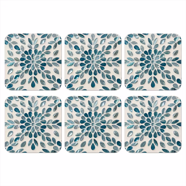 Patroon - Bladeren - Abstract - Modern - Turquoise onderzetter kurk middel -3d