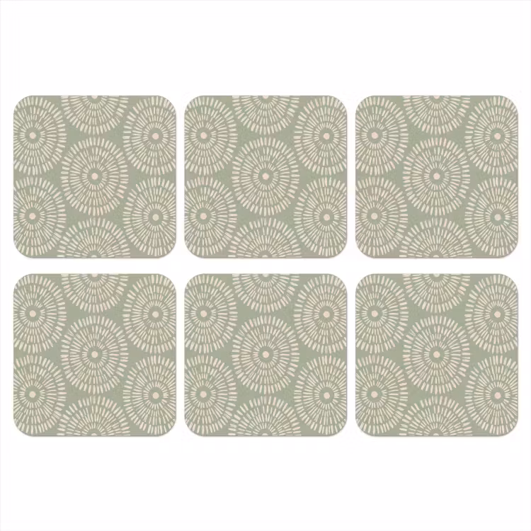 Patroon - Cirkels - Abstract - Modern - Groen onderzetter kurk middel -3d