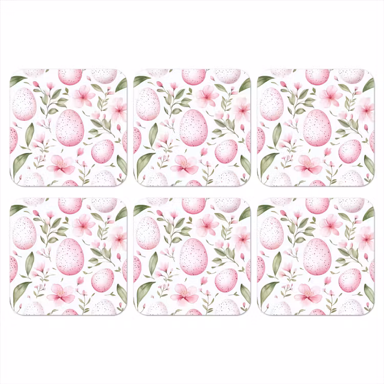 Patroon - Eieren - Roze - Pasen onderzetter kurk middel -3d