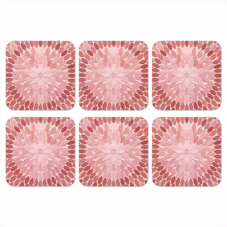 Patroon - Mozaïek - Ovaal - Abstract - Roze onderzetter kurk middel -3d