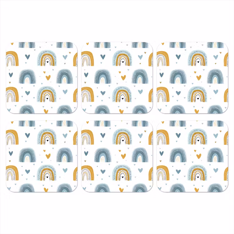 Patroon - Regenboog - Hartjes onderzetter kurk middel -3d