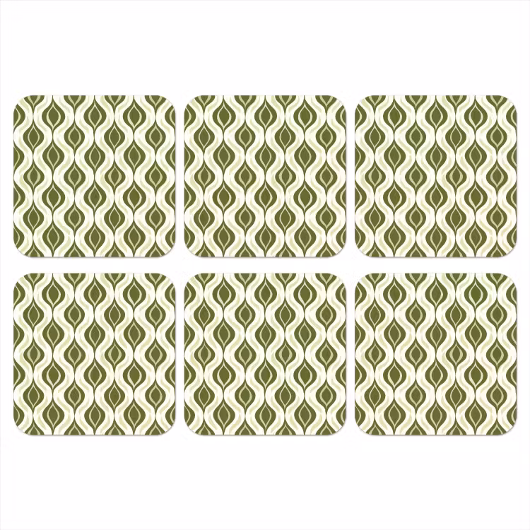 Patroon - Retro - Groen onderzetter kurk middel 366 -3d