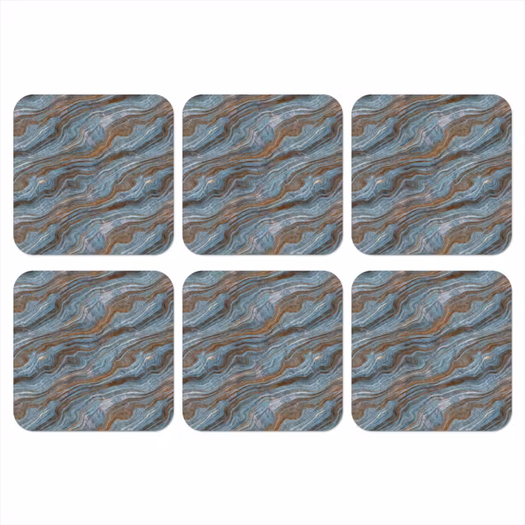 Patroon - Steen - Blauw onderzetter kurk middel 366 -3d