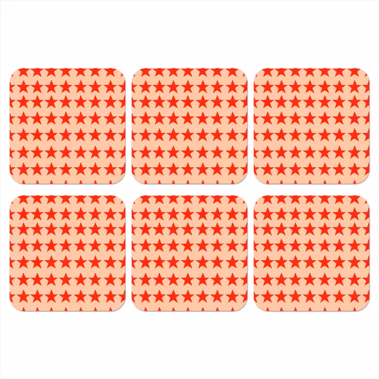Patroon - Sterren - Rood onderzetter kurk middel 366 -3d