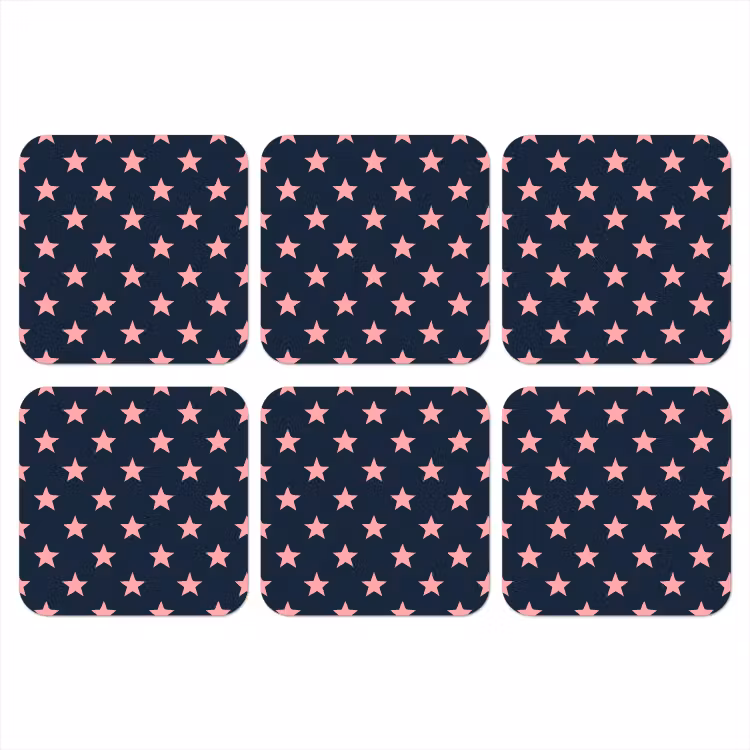 Patroon - Sterren - Roze onderzetter kurk middel 366 -3d