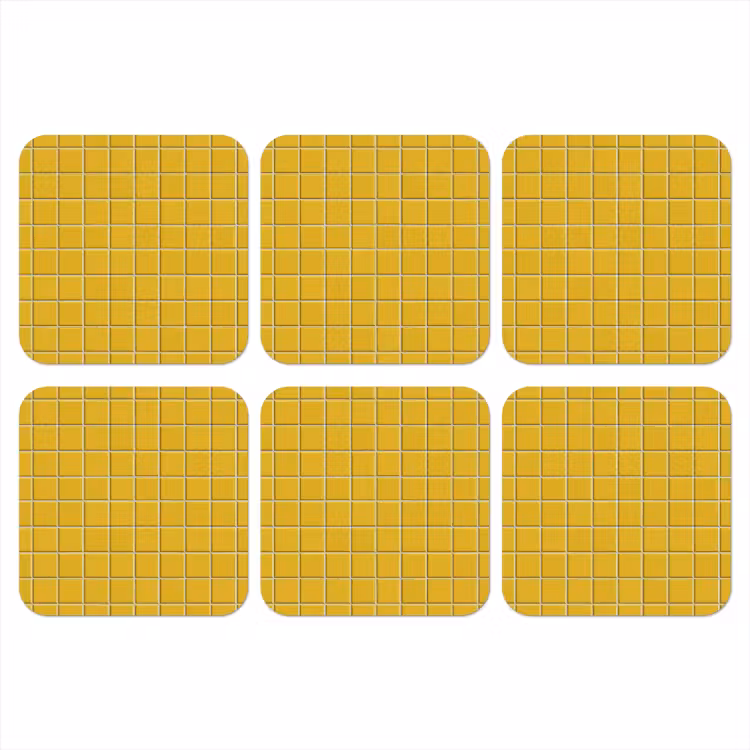 Patroon - Tegel - Okergeel onderzetter kurk middel 366 -3d