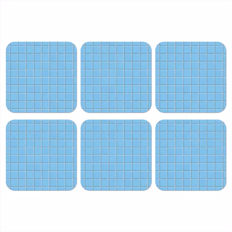 Patroon - Tegel - Pastel - Blauw onderzetter kurk middel 366 -3d