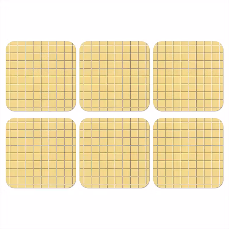 Patroon - Tegels - Geel onderzetter kurk middel 366 -3d
