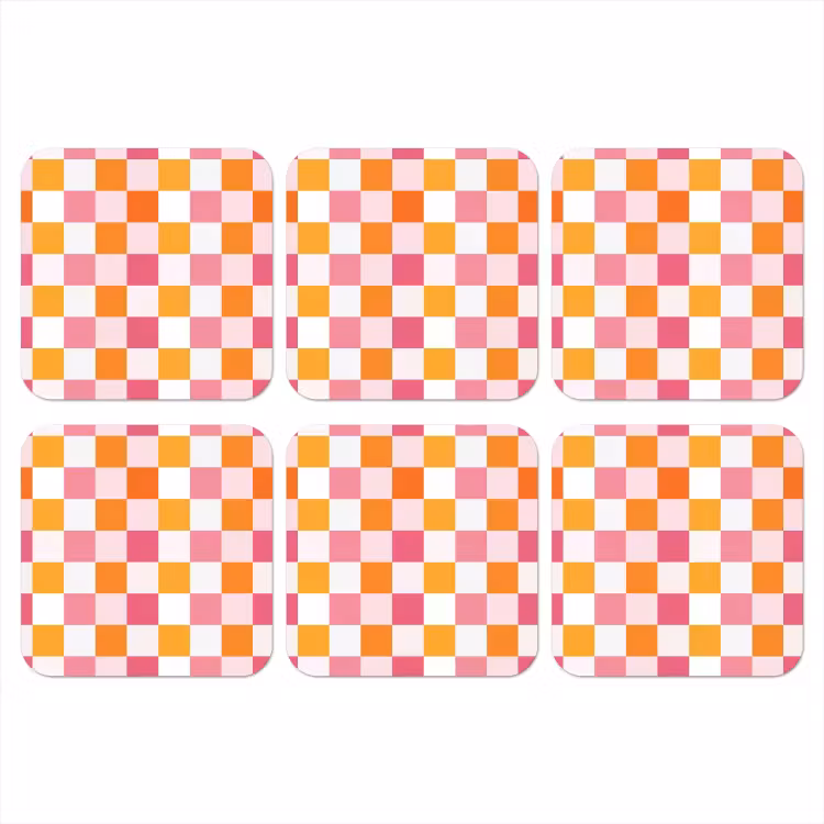 Patroon - Vierkant - Roze onderzetter kurk middel 366 -3d
