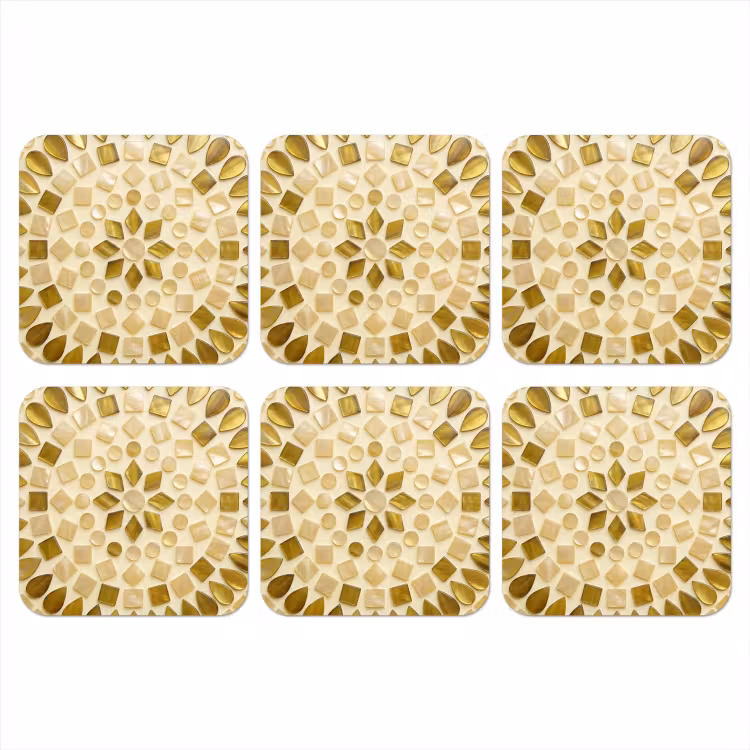 Patroon - Vormen - Mozaïek - Abstract - Goud onderzetter kurk middel -3d