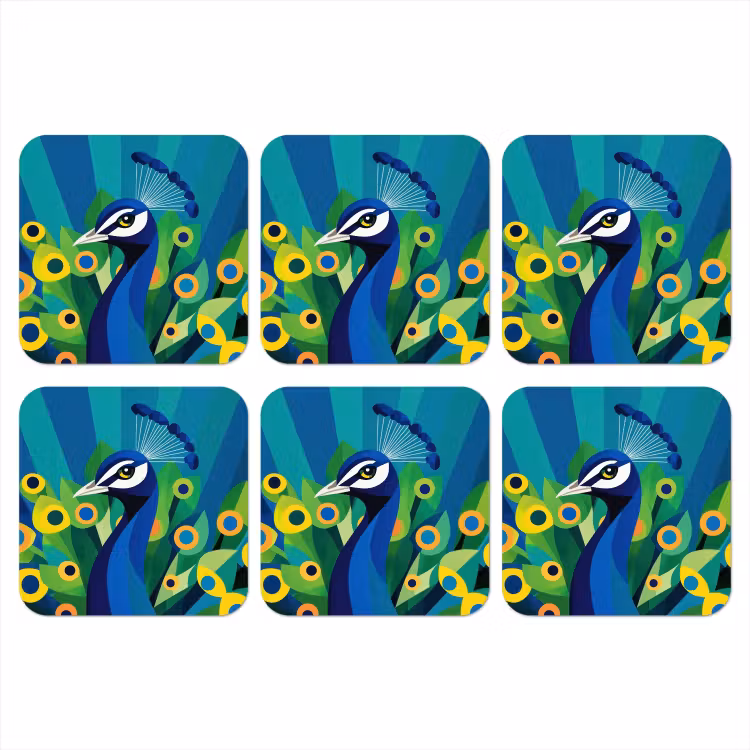 Pauw - Cirkels - Blauw onderzetter kurk middel -3d