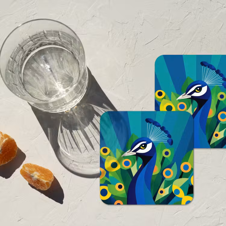 Pauw - Cirkels - Blauw onderzetter kurk middel -sfeer4