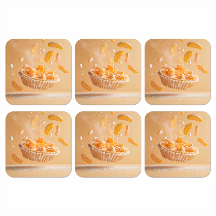 Peach - Eten - Taart - Oranje onderzetter kurk middel -3d