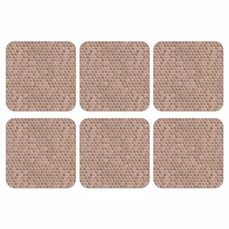 Penny - Mozaïek - Oudroze - Terracotta onderzetter kurk middel 366 -3d