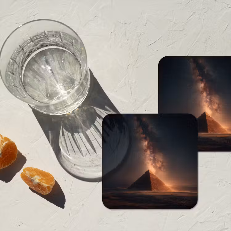 Piramide - Woestijn - Licht onderzetter kurk middel -sfeer4