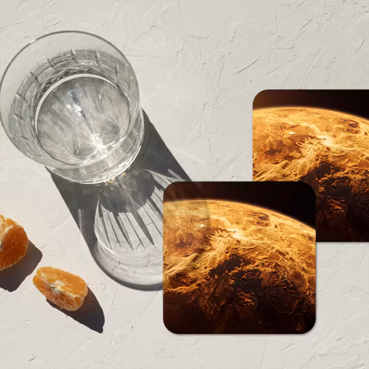 Onderzetter - Planeet - Ruimte - Oranje - Planeet - Ruimte - Oranje onderzetter kurk middel