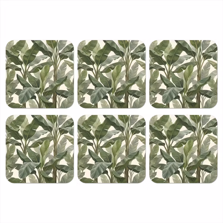 Planten - Bladeren - Tropisch - Groen onderzetter kurk middel -3d