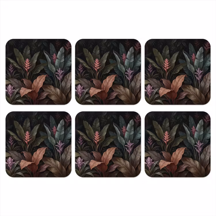 Planten - Tropisch - Jungle - Donker - Natuur onderzetter kurk middel -3d