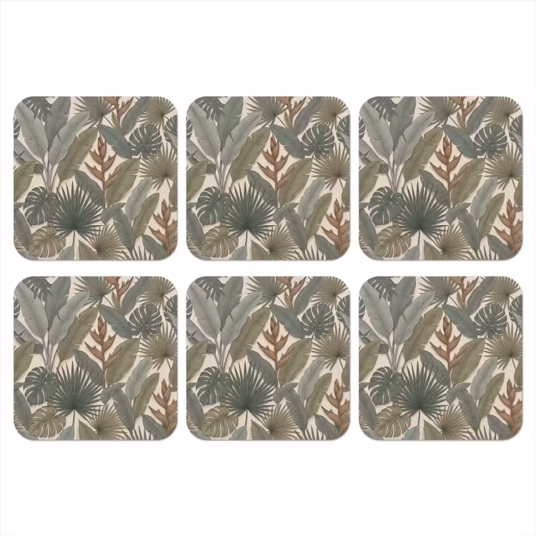 Planten - Tropisch - Natuur - Illustratie - Groen onderzetter kurk middel -3d