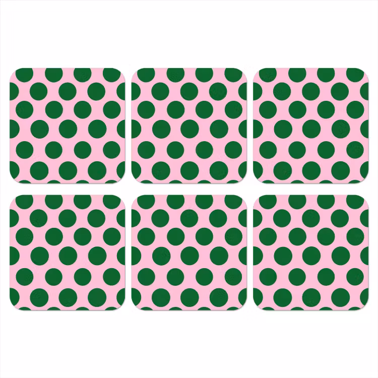 Polkadots - Patroon - Groen onderzetter kurk middel 366 -3d