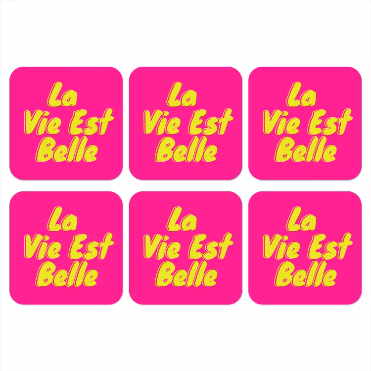 Quote - Retro - Roze onderzetter kurk middel -3d