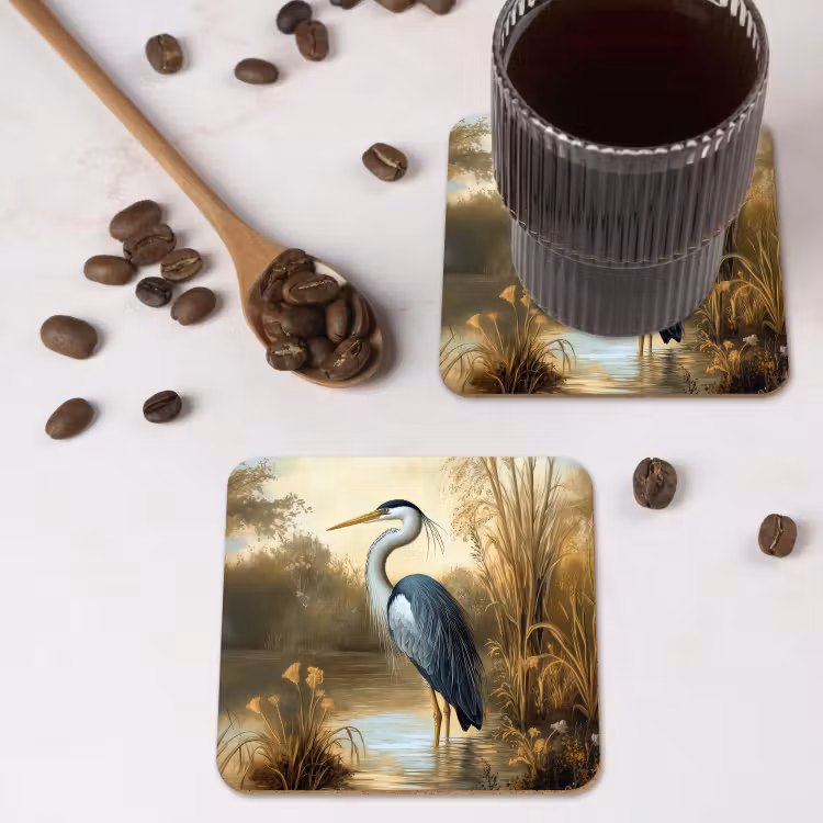 Reiger - Water - Planten onderzetter kurk middel -sfeer2