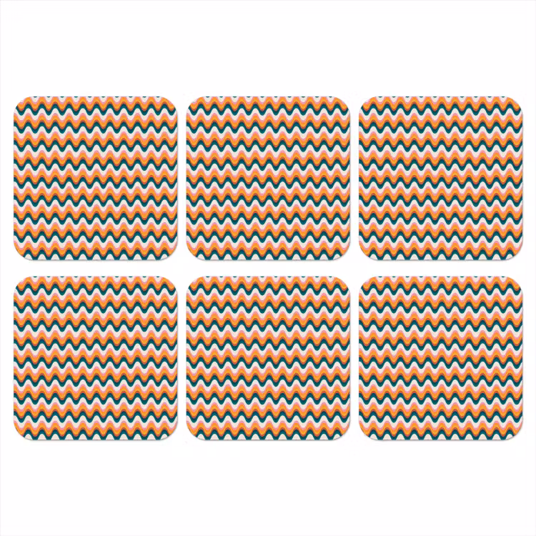 Retro - Disco - Golven - Kleur onderzetter kurk middel 366 -3d