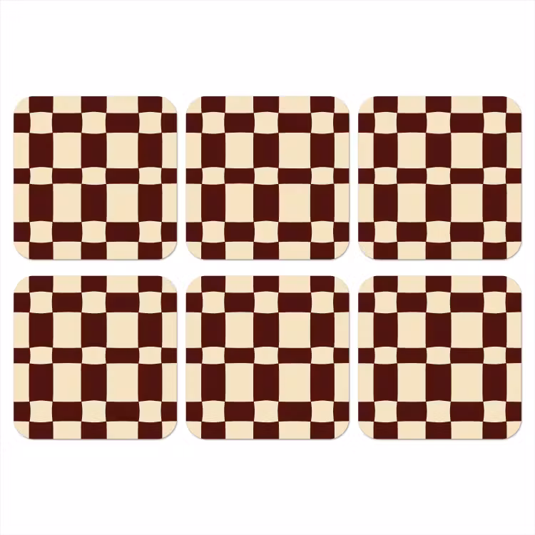 Retro - Patroon - Bruin onderzetter kurk middel 366 -3d