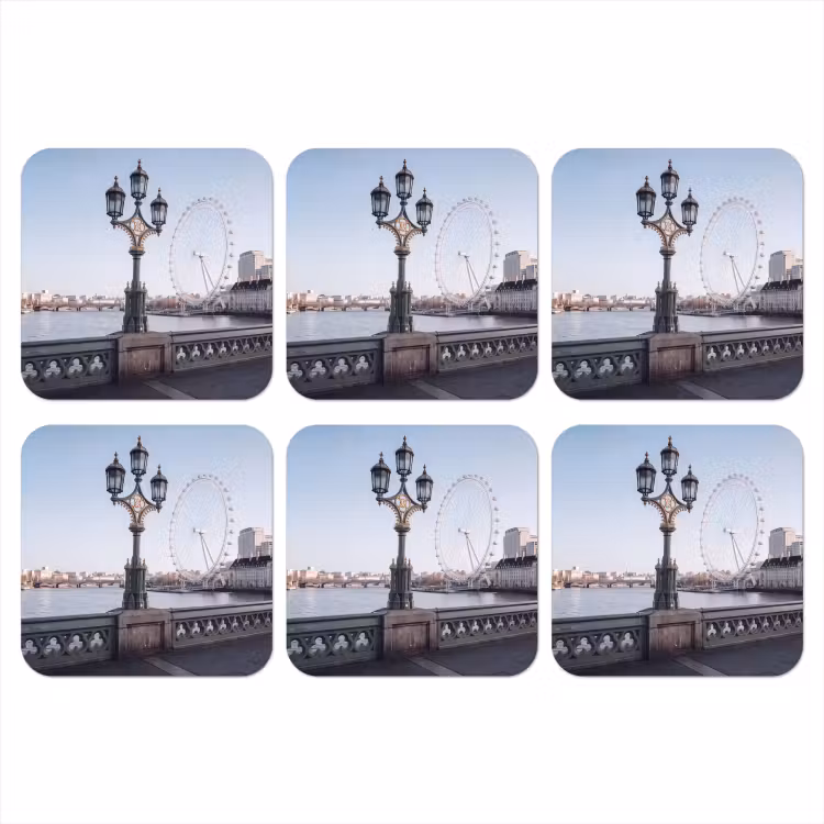 Reuzenrad - Londen - Stad - Architectuur - Brug onderzetter kurk middel -3d