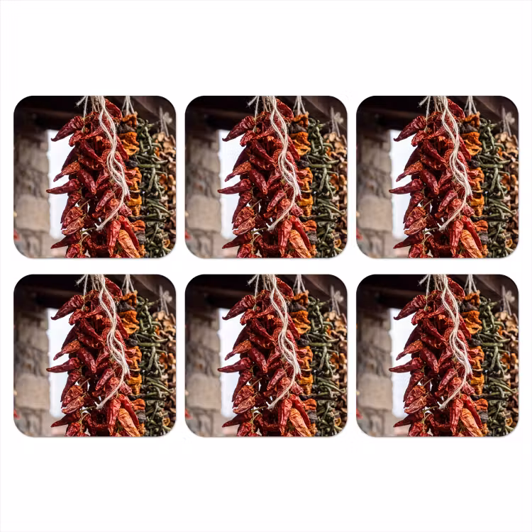 Onderzetter - Rode pepers - Eten - Rode pepers - Eten onderzetter kurk middel