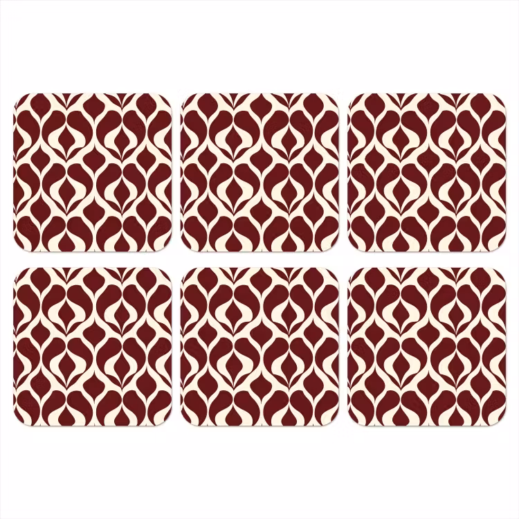 Rood - Druppelpatroon - Grafisch onderzetter kurk middel 366 -3d