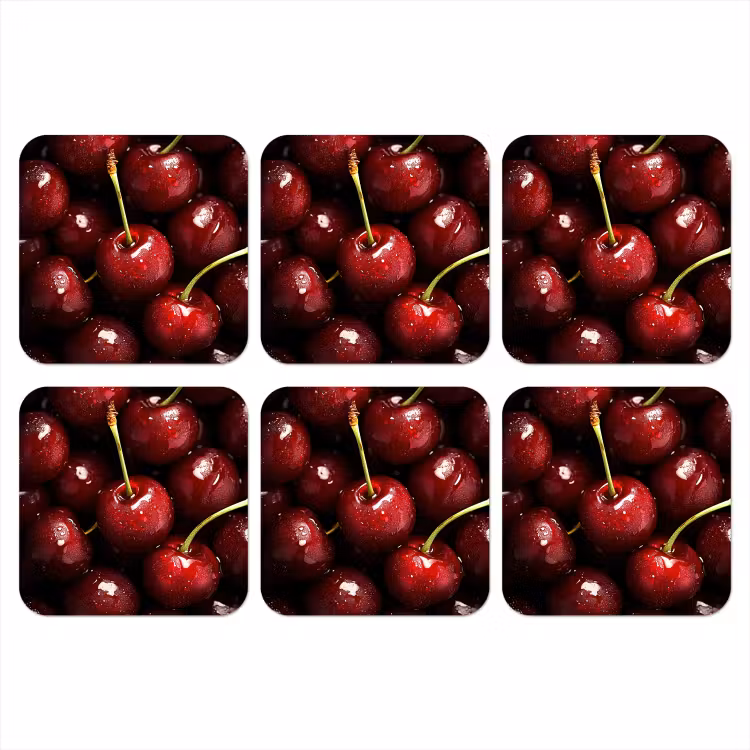 Rood - Fruit - Kersen onderzetter kurk middel -3d
