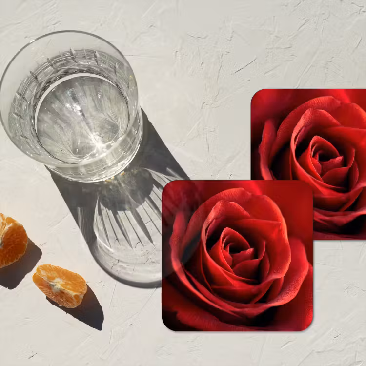 Rood - Roos - Romantisch onderzetter kurk middel -sfeer4