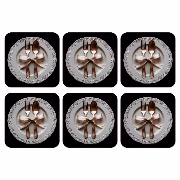 Rose - Strik - Bestek onderzetter kurk middel -3d