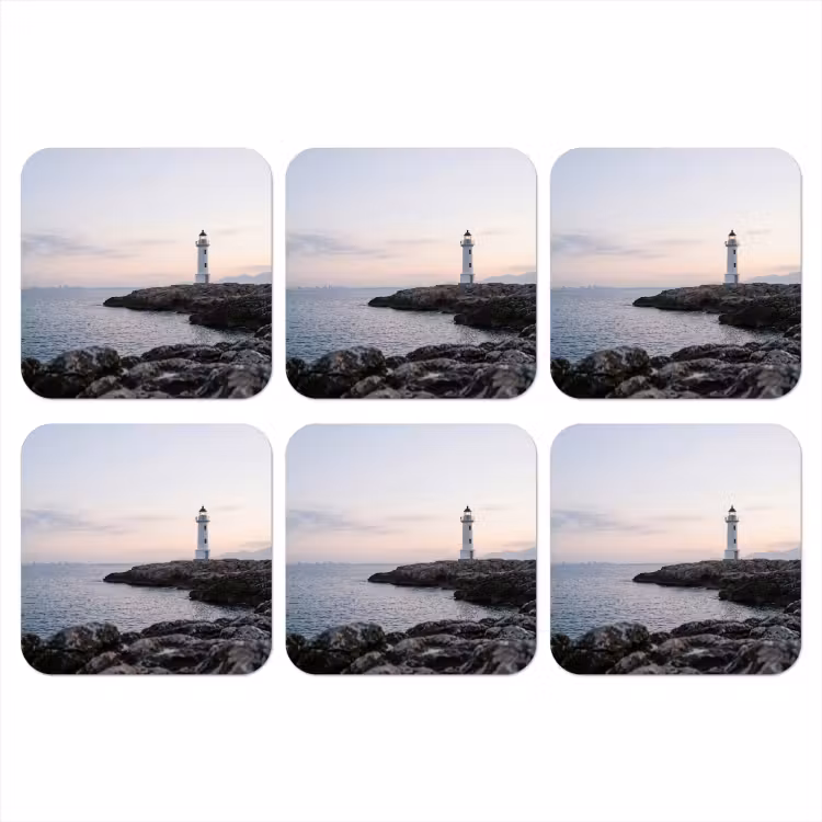 Rotsen - Vuurtoren - Wit onderzetter kurk middel -3d