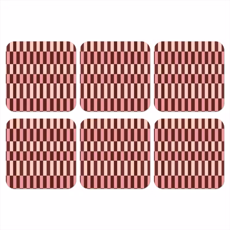 Roze - Rood - Blokjes onderzetter kurk middel 366 -3d
