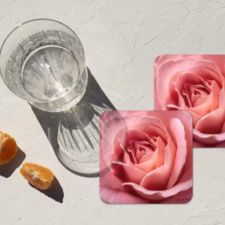 Roze - Roos - Romantisch onderzetter kurk middel -sfeer4