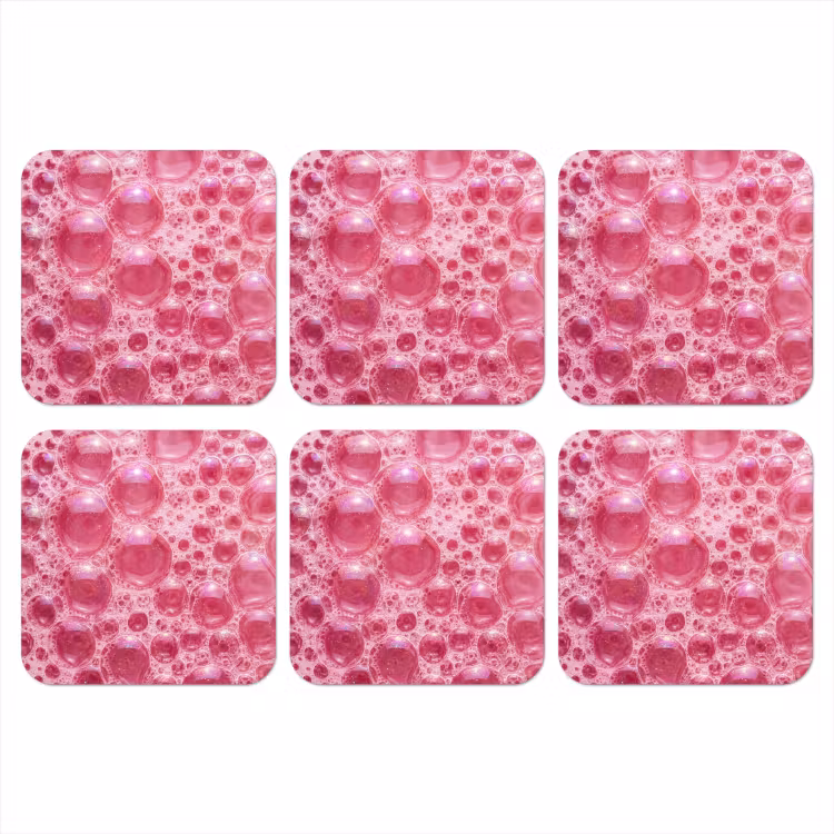 Roze - Schuim - Bubbels onderzetter kurk middel -3d