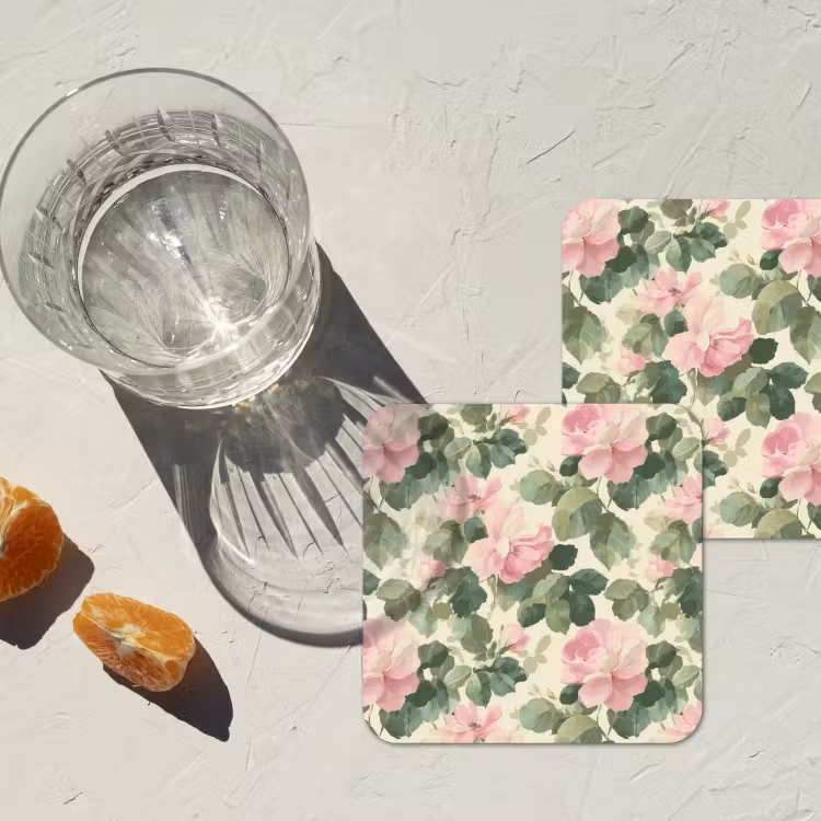 Rozen - Botanisch - Roze onderzetter kurk middel 366 -sfeer4